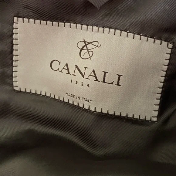 CANALI Made in Italy Brown/Blue/White Pinstripe 100% Wool 2-Button Blazer SZ 44L